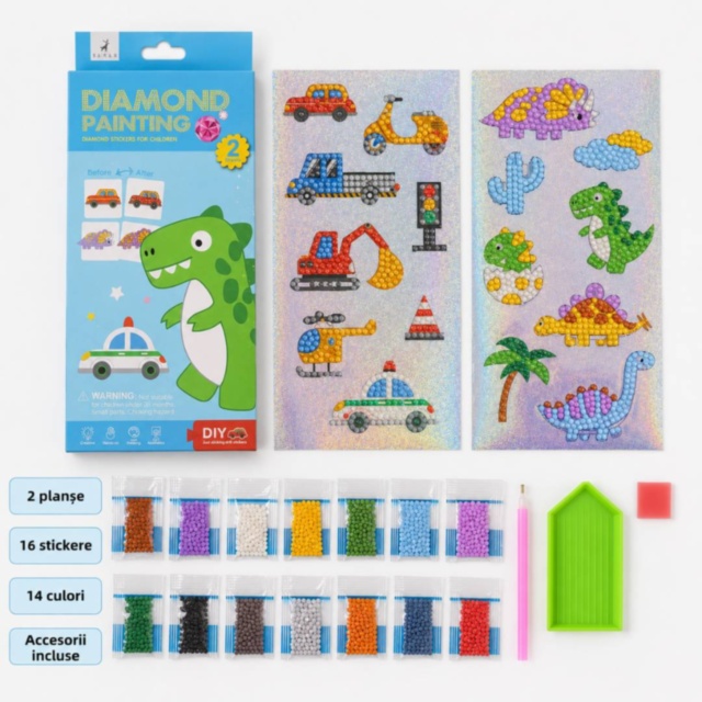 Set creativ cu stickere Diamond Painting pentru copii