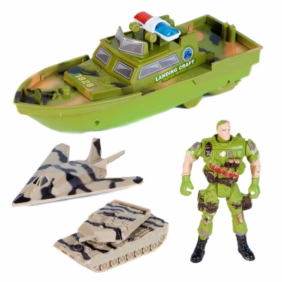 Set Militar cu Barca, Tanc, Avion si Soldat | image