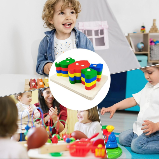 Puzzle din Lemn Montessori – Asamblează Ursulețul Colorat