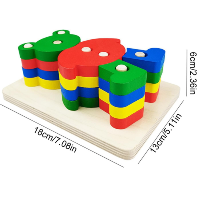 Puzzle din Lemn Montessori – Asamblează Ursulețul Colorat