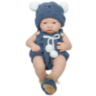 Păpușă Bebeluș Realist de 40 cm cu Hăinuță Bleumarin – Se Poate Spăla