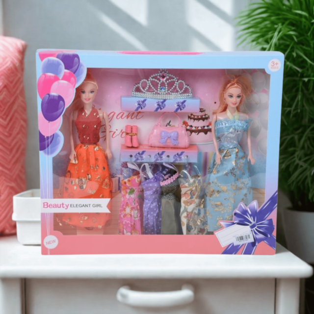Set Păpuși Elegante cu Rochii și Accesorii (culori rochii aleatorii)