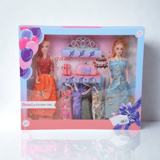 Set Păpuși Elegante cu Rochii și Accesorii (culori rochii aleatorii)