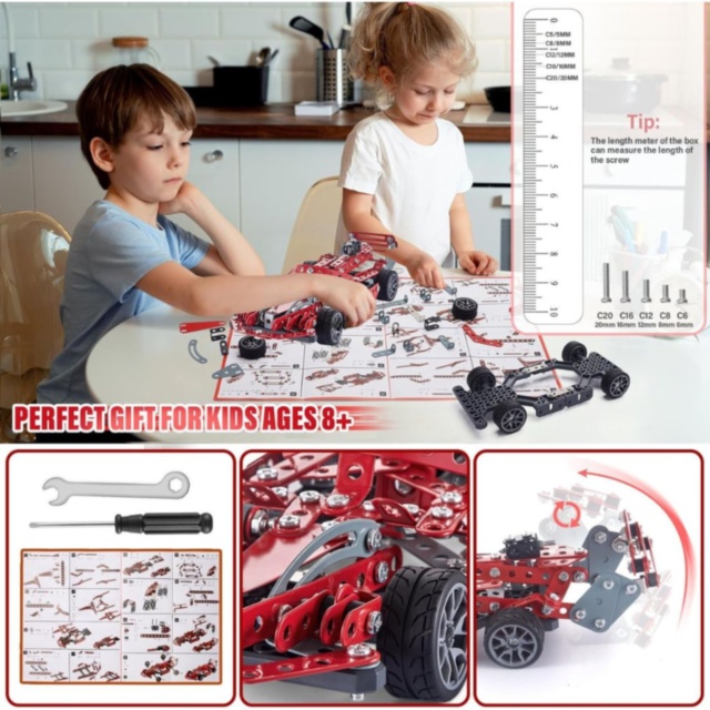 Set construcție metalic mașină de curse STEM