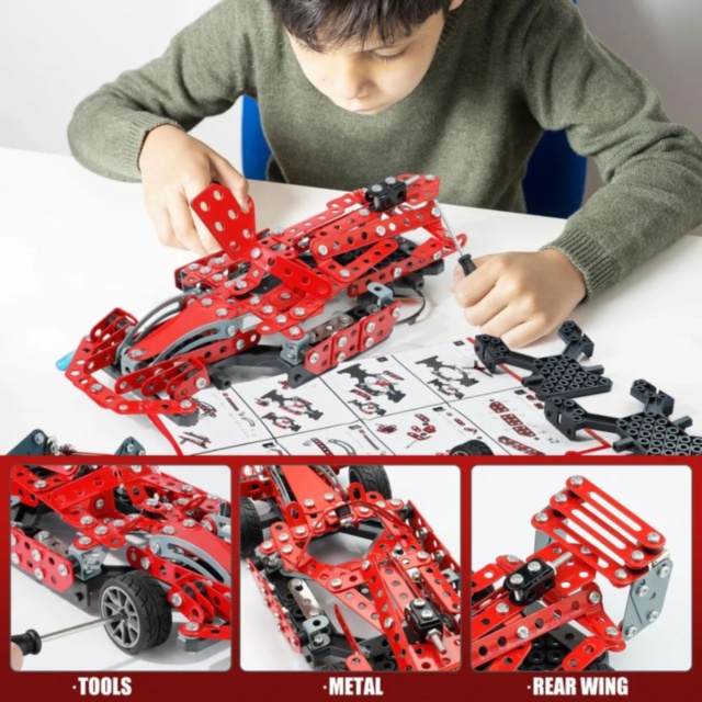 Set construcție metalic mașină de curse STEM