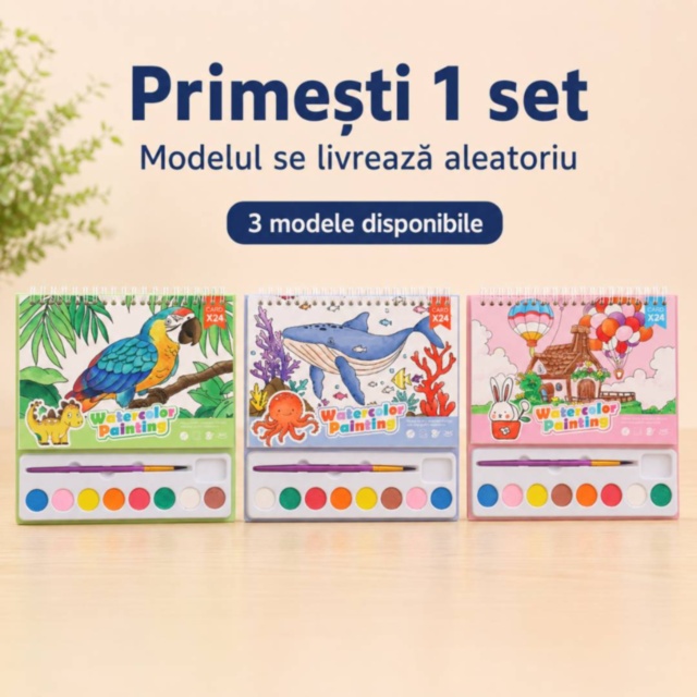 Set de pictură cu acuarele și 24 de planșe