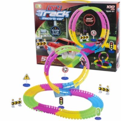 Pista Auto cu Circuit Flexibil, Luminos și 1 Mașinută | image